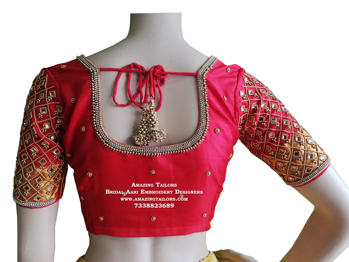 Gold Zardozi Work Blouse Aari Work Saree Blouse Aari Work Blouse Magam Work.  Maggam Work Blouse - Etsy Sweden